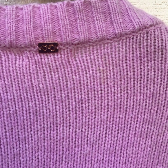 For Love and Lemons knitted mauve pink balloon sleeves cropped Cardigan Sweater - Picture 5 of 16